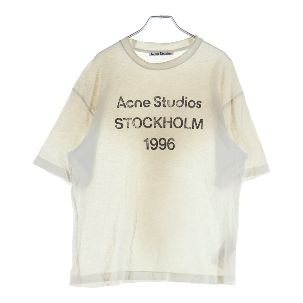 Acne Studios(アクネ ストゥディオズ) スプレー加工 ロゴプリント 半袖Tシャツカットソー ホワイト FN-UX-TSHI000013