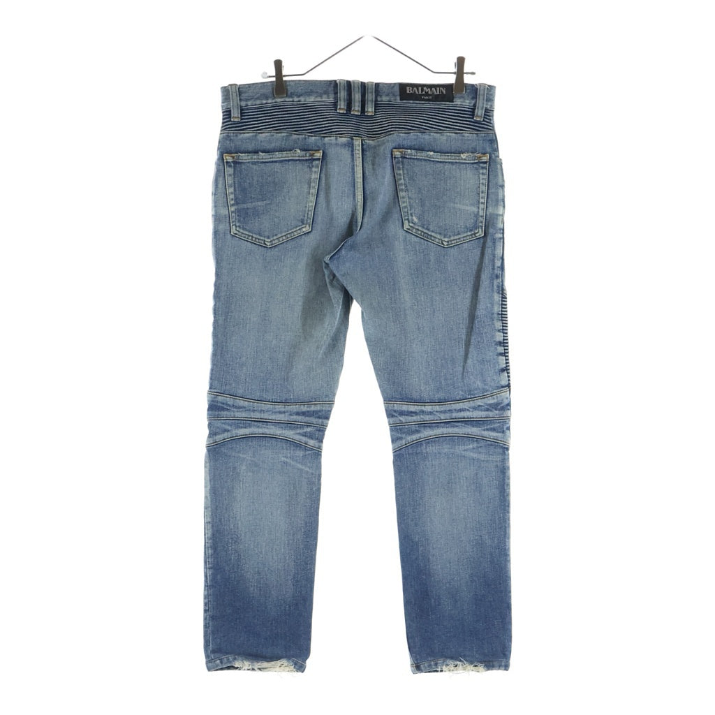 BALMAIN(バルマン) Crash Biker Jeans W5HT551C710V ダメージ加工 バイカーデニムパンツ ジーンズ インディゴ