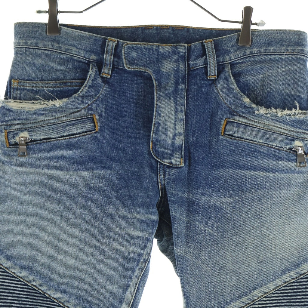 BALMAIN(バルマン) Crash Biker Jeans W5HT551C710V ダメージ加工 バイカーデニムパンツ ジーンズ インディゴ