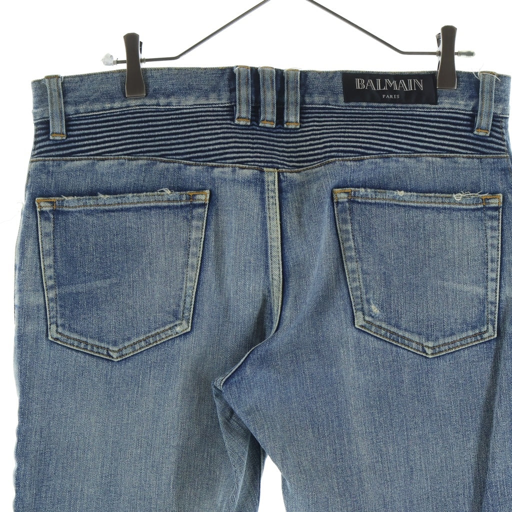 BALMAIN(バルマン) Crash Biker Jeans W5HT551C710V ダメージ加工 バイカーデニムパンツ ジーンズ インディゴ
