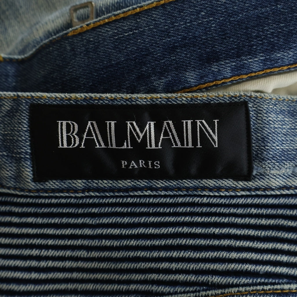 BALMAIN(バルマン) Crash Biker Jeans W5HT551C710V ダメージ加工 バイカーデニムパンツ ジーンズ インディゴ