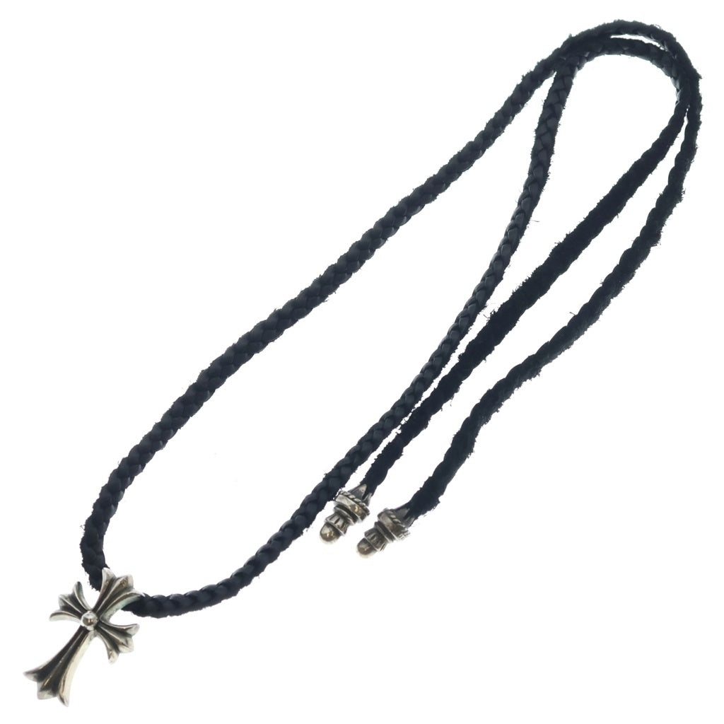 CHROME HEARTS(クロムハーツ) CH CRS SML CL スモールCHクロス レザーブレイド ネックレス シルバー/ブラック BCA217