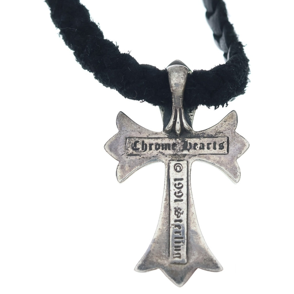 CHROME HEARTS(クロムハーツ) CH CRS SML CL スモールCHクロス レザーブレイド ネックレス シルバー/ブラック BCA217