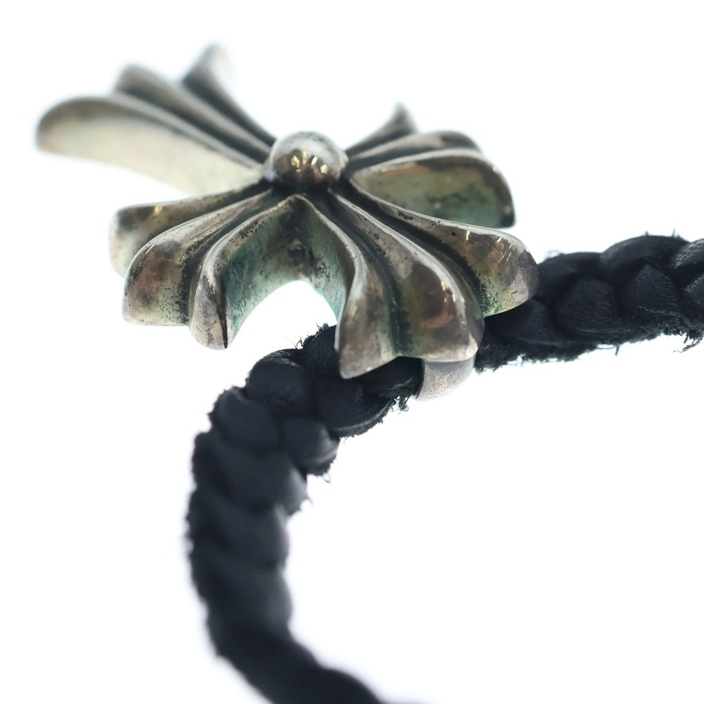 CHROME HEARTS(クロムハーツ) CH CRS SML CL スモールCHクロス レザーブレイド ネックレス シルバー/ブラック BCA217
