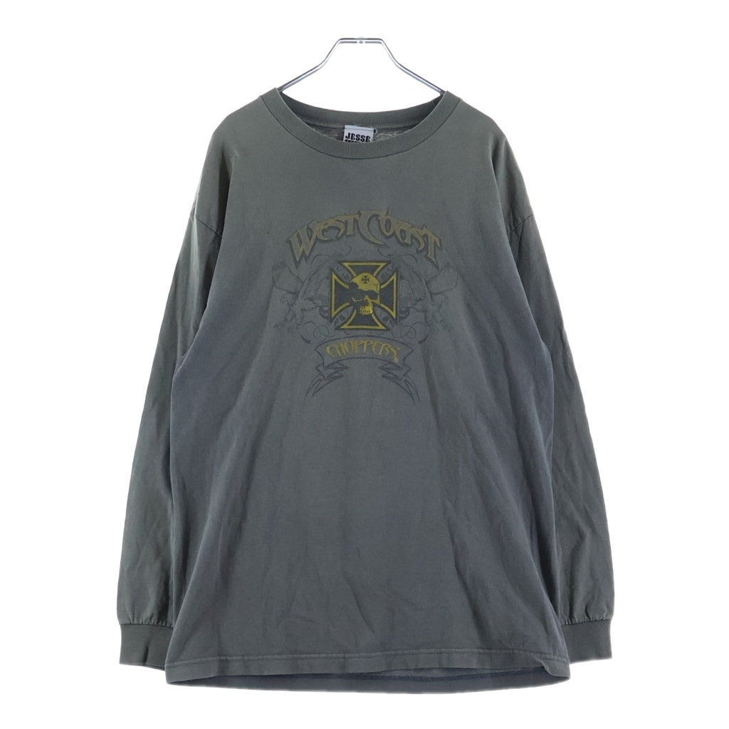 VINTAGE(ヴィンテージ) 90-00s WEST COAST CHOPPERS IRON CROSS ウェストコーストチョッパーズ アイアンクロス 両面プリント 長袖Tシャツ カットソー カーキ