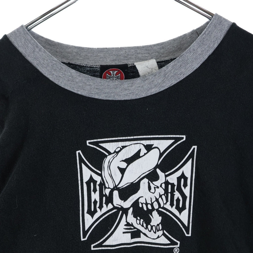 VINTAGE(ヴィンテージ) 00s WEST COAST CHOPPERS ウエストコーストチョッパーズ スカルアイアンクロス レイヤード 長袖Tシャツカットソー ブラック