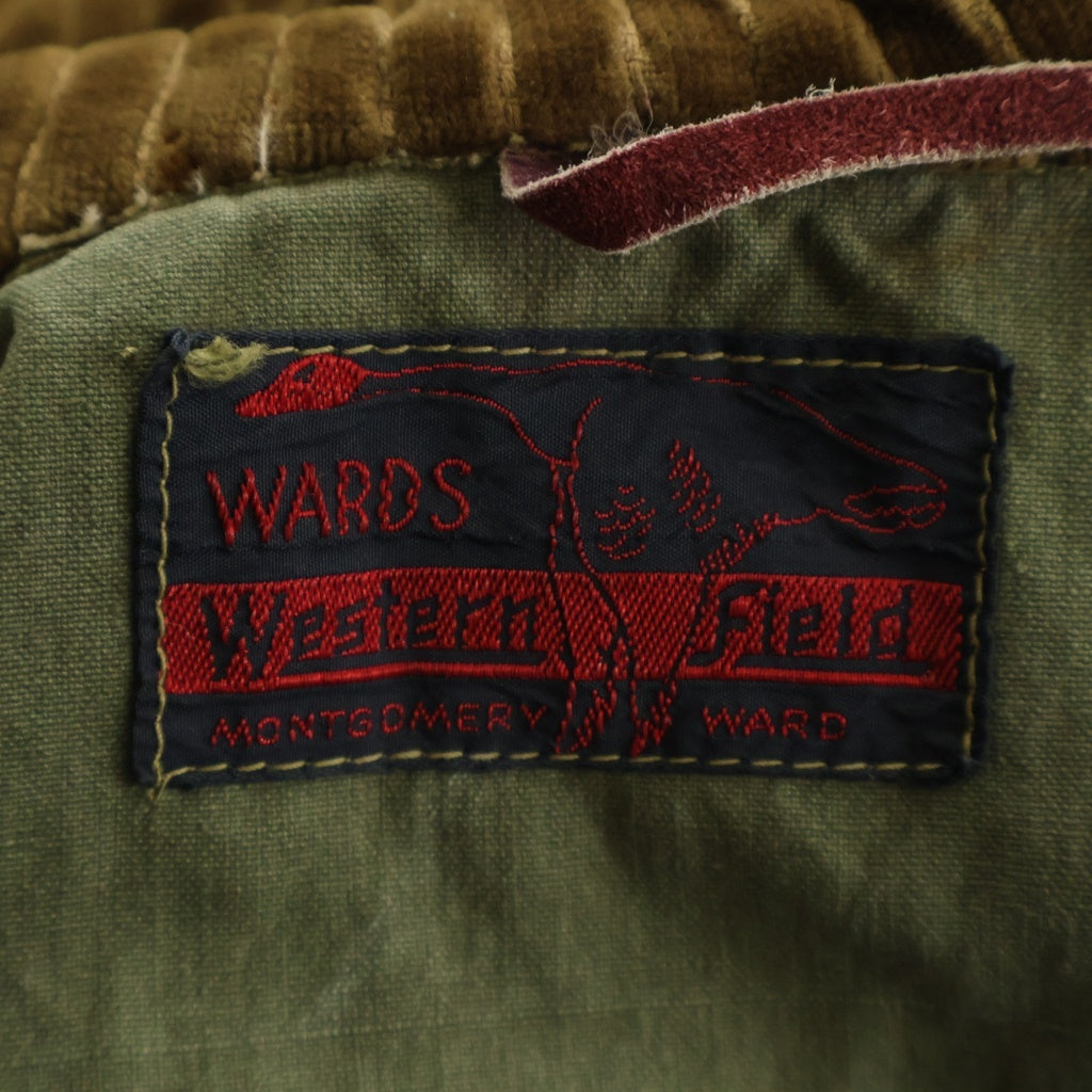 VINTAGE(ヴィンテージ) WESTERN FIELD ウエスタン フィールド 30-40S 襟コーデュロイ ハンティングジャケット カーキ