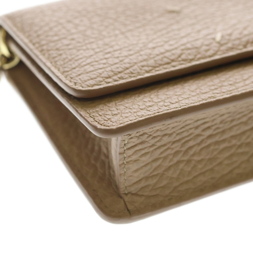 Maison Margiela(メゾンマルジェラ) 4ステッチ チェーンウォレット レザーショルダーバック ベージュ ゴールド金具 SA3UI0008 レディース