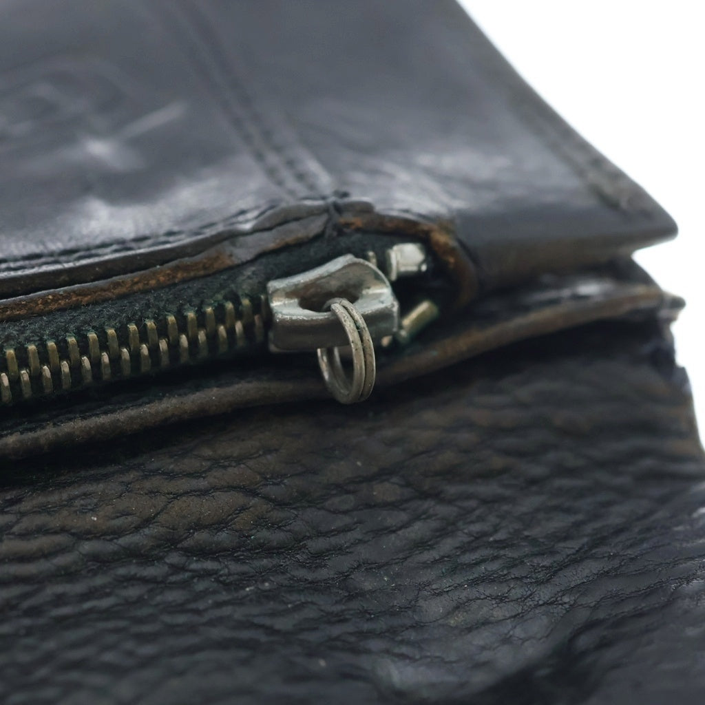 CHROME HEARTS(クロムハーツ) 1ZIP BS FLEUR BUTTON WALLET 1ジップ BSフレアボタン 二つ折り財布 レザーウォレット ブラック/シルバー