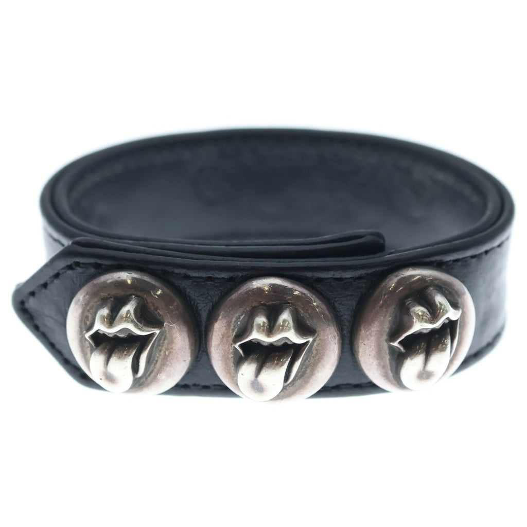 CHROME HEARTS(クロムハーツ) 3BTN 2SNP L&T リップアンドタン 3ボタン2スナップ レザーブレスレット ブラック/シルバー