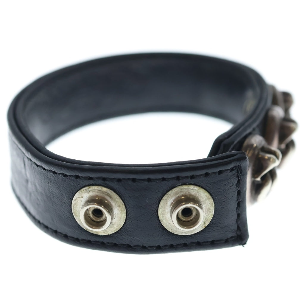 CHROME HEARTS(クロムハーツ) 3BTN 2SNP L&T リップアンドタン 3ボタン2スナップ レザーブレスレット ブラック/シルバー