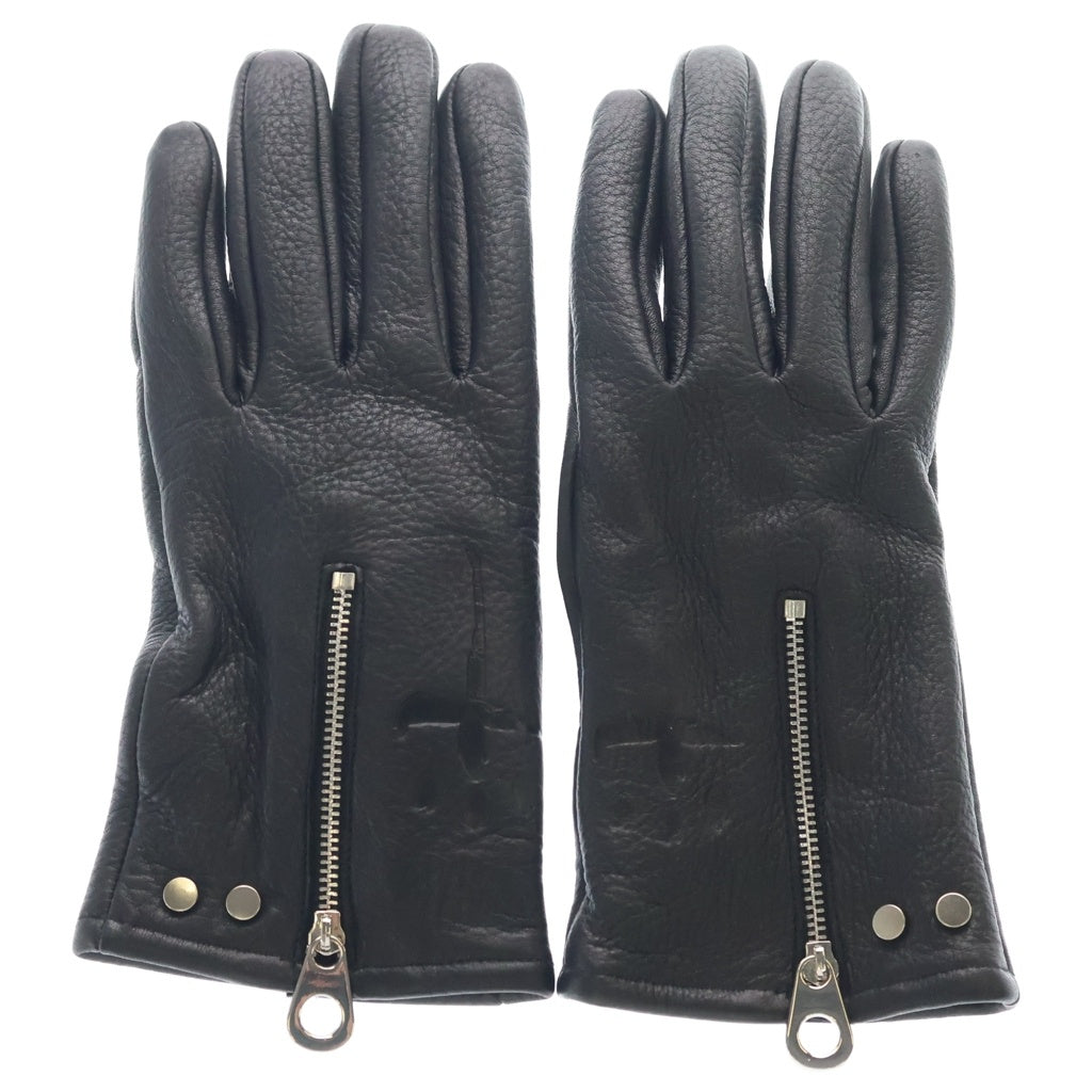 cvtvlist(カタリスト) CROSS LEATHER GLOVE ロゴ レザージップグローブ 手袋 ブラック