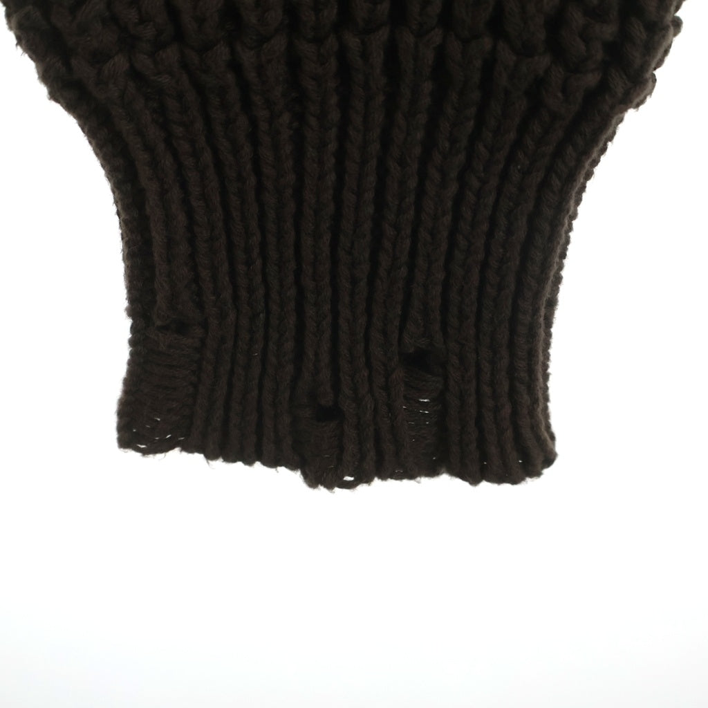cvtvlist(カタリスト) 23AW クラッシュ加工 刺繍ロゴ オーバーサイズ ニットセーター ブラウン 2301100202