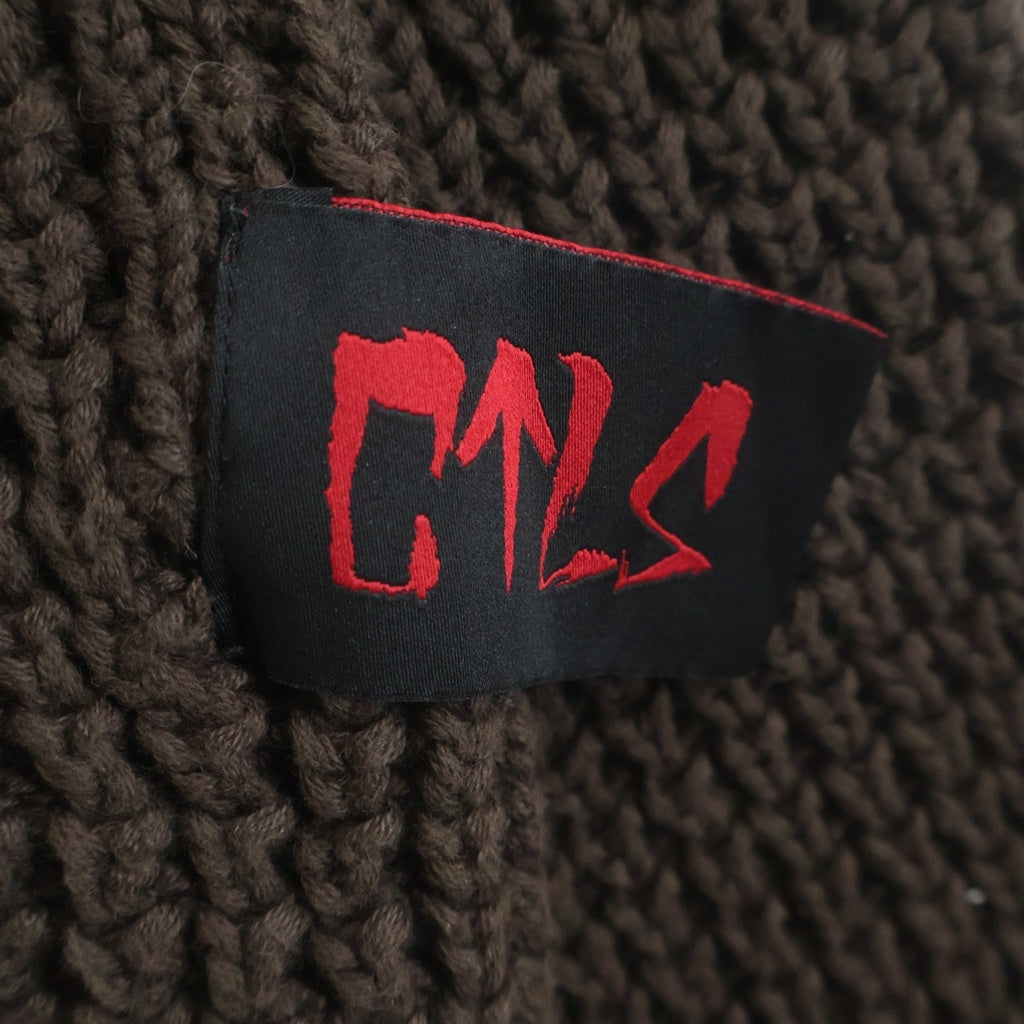 cvtvlist(カタリスト) 23AW クラッシュ加工 刺繍ロゴ オーバーサイズ ニットセーター ブラウン 2301100202