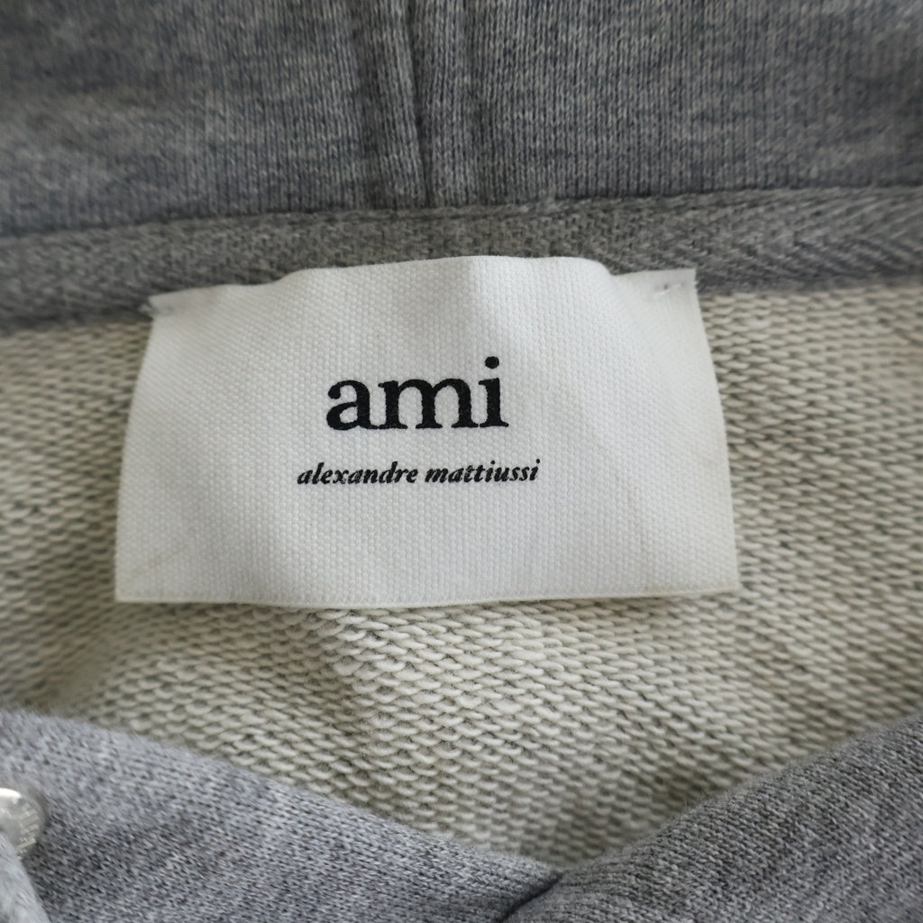 AMI Alexandre Mattiussi(アミアレクサンドルマテュッシ) AMI DE COEUR ハート刺繍 スウェット プルオーバーパーカー グレー BFUSW200.730