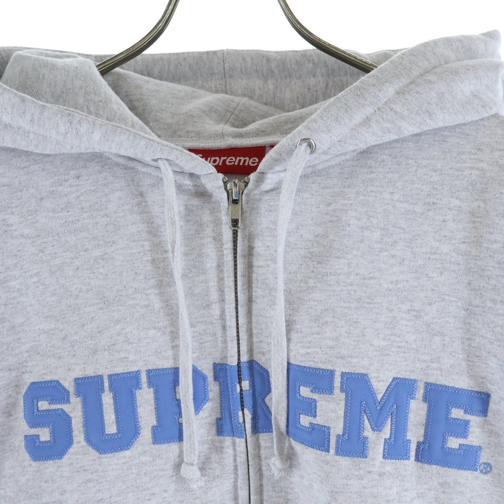 SUPREME(シュプリーム) 25SS Collegiate Applique Zip Up Hooded Sweatshirt ロゴ ジップアップパーカー グレー