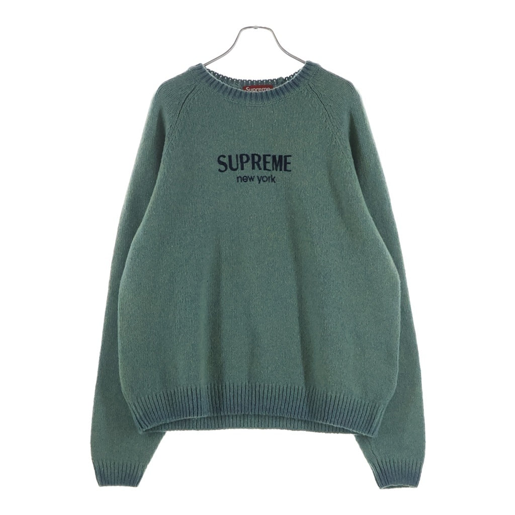 SUPREME(シュプリーム) 24AW Flocked Logo Sweater フロックド ロゴ ニットセーター グリーン