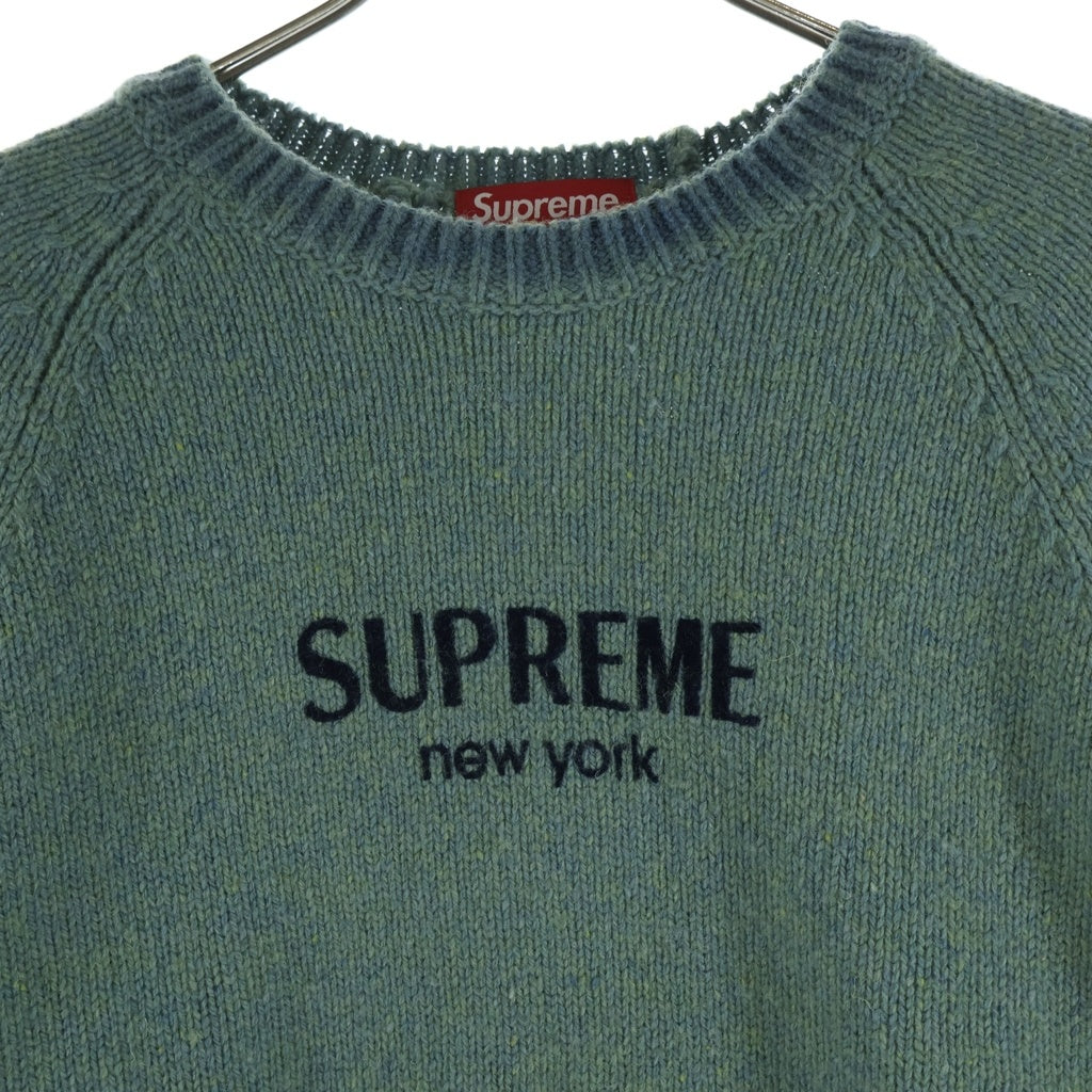 SUPREME(シュプリーム) 24AW Flocked Logo Sweater フロックド ロゴ ニットセーター グリーン