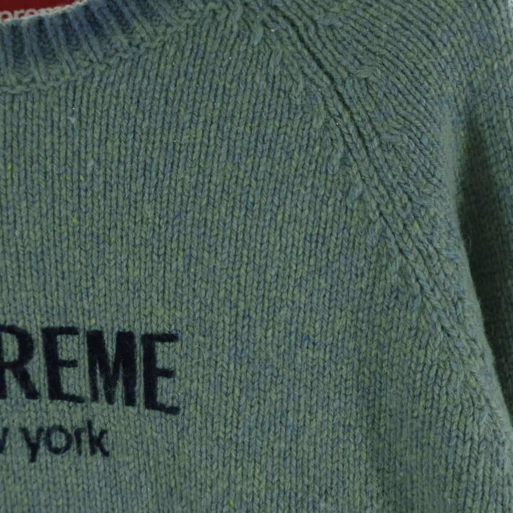 SUPREME(シュプリーム) 24AW Flocked Logo Sweater フロックド ロゴ ニットセーター グリーン