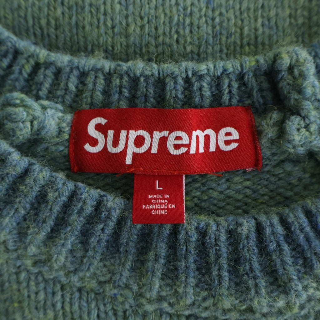 SUPREME(シュプリーム) 24AW Flocked Logo Sweater フロックド ロゴ ニットセーター グリーン