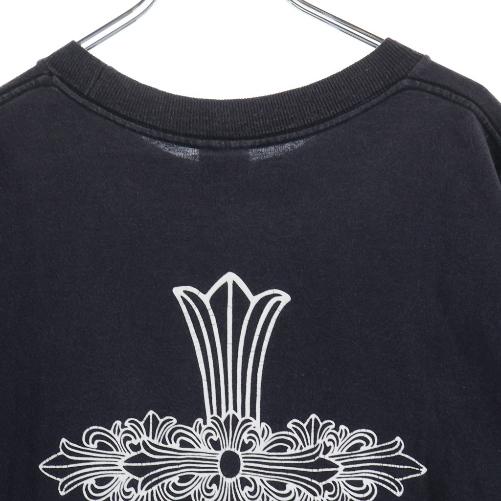 CHROME HEARTS(クロムハーツ) OLD バックフローラルクロスプリント クルーネック半袖Tシャツカットソー ブラック