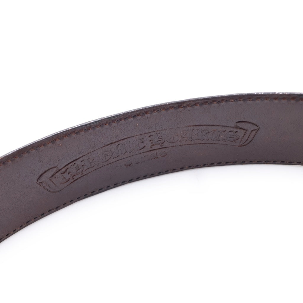CHROME HEARTS(クロムハーツ) 1.5 STRAP CEMETERY 1.5inch セメタリークロスパッチ レザーベルト ブラック/ブラウン