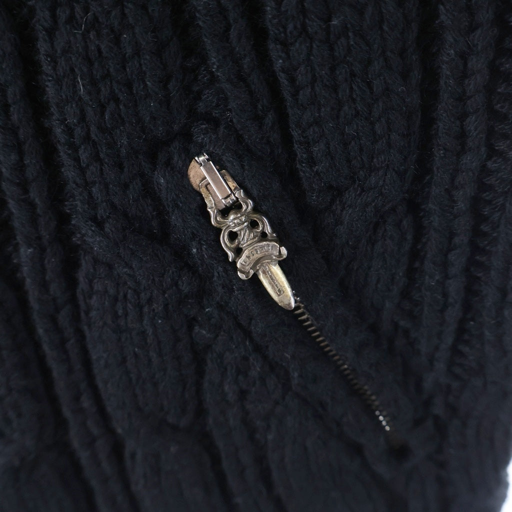 CHROME HEARTS(クロムハーツ) ジップアップニットベスト フード付き ブラック/シルバー レディース