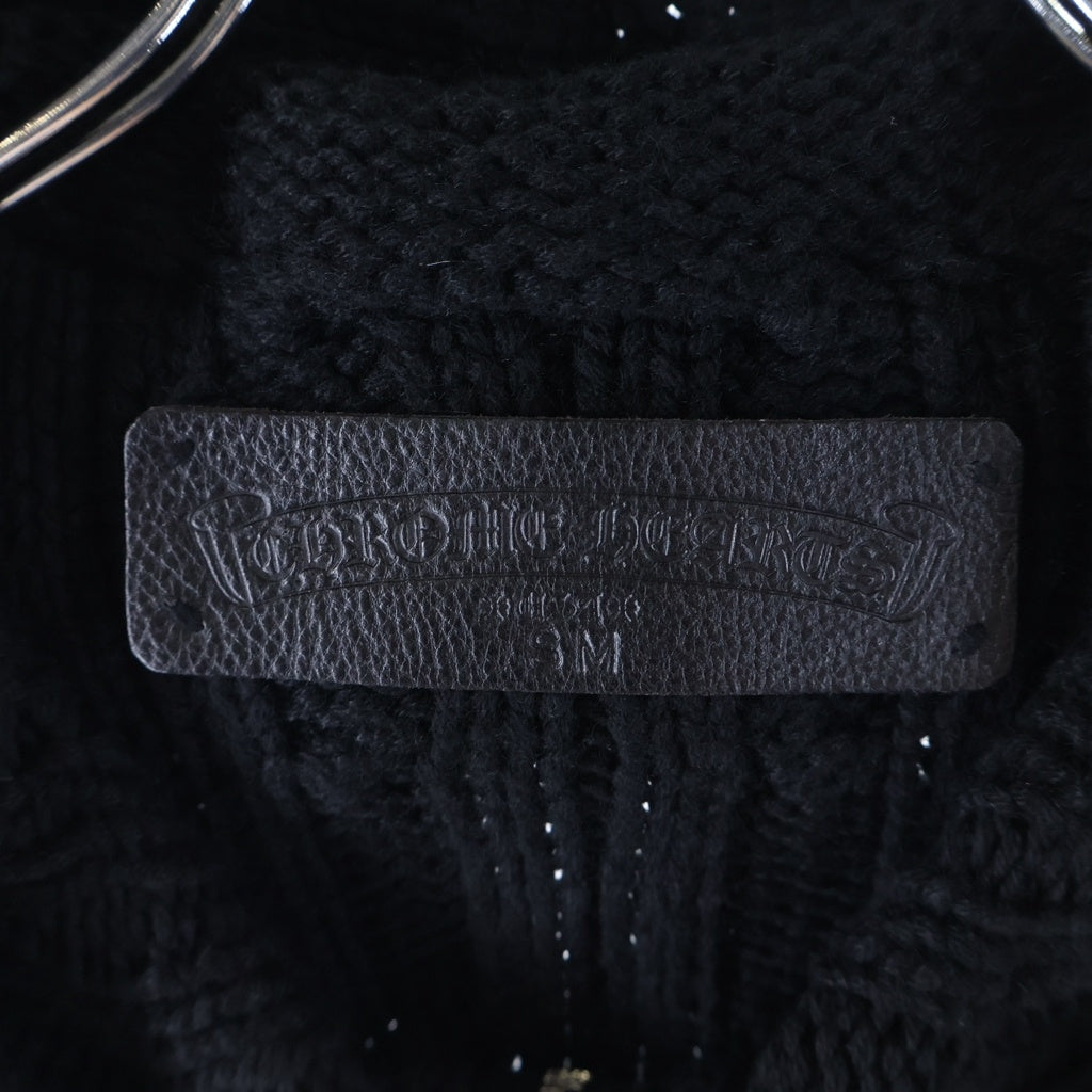 CHROME HEARTS(クロムハーツ) ジップアップニットベスト フード付き ブラック/シルバー レディース