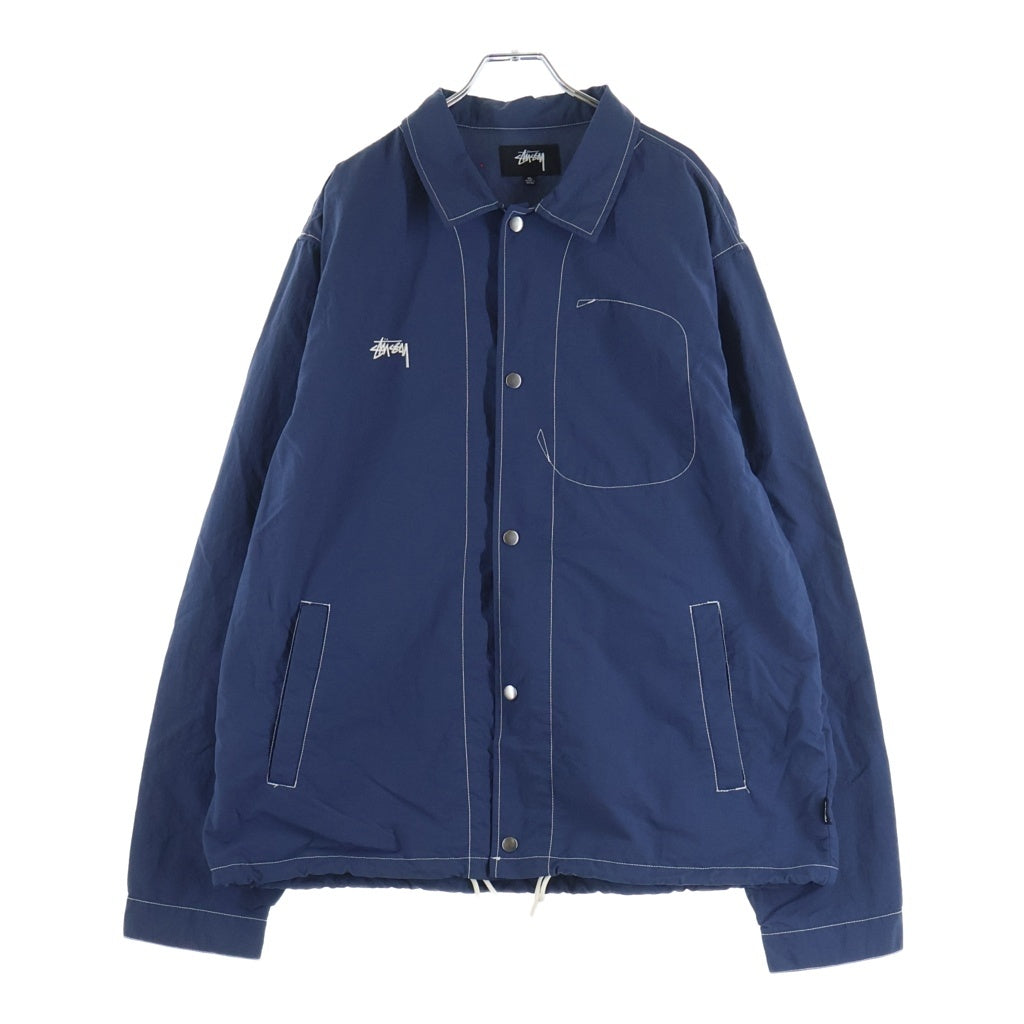 STUSSY(ステューシー) FOLSOM COACH JACKET ロゴ刺繍 コーチジャケット ブルー