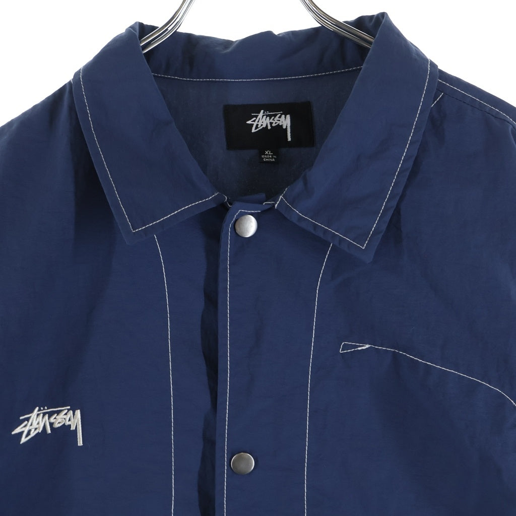 STUSSY(ステューシー) FOLSOM COACH JACKET ロゴ刺繍 コーチジャケット ブルー