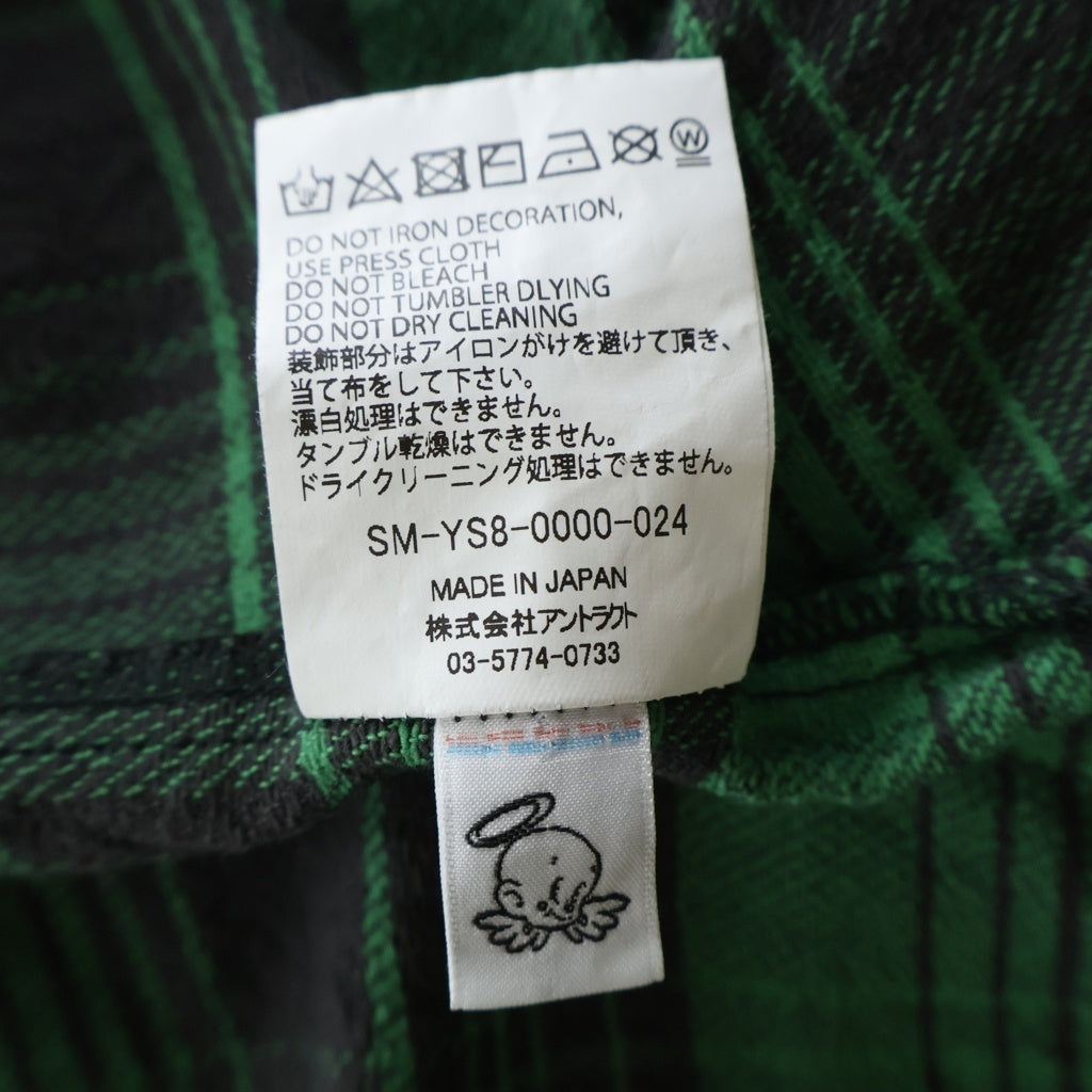 SAINT MICHAEL(セントマイケル) FRNL CHECK SHIRT カットオフ加工 フランネルシャツ グリーン SM-YS8-0000-024