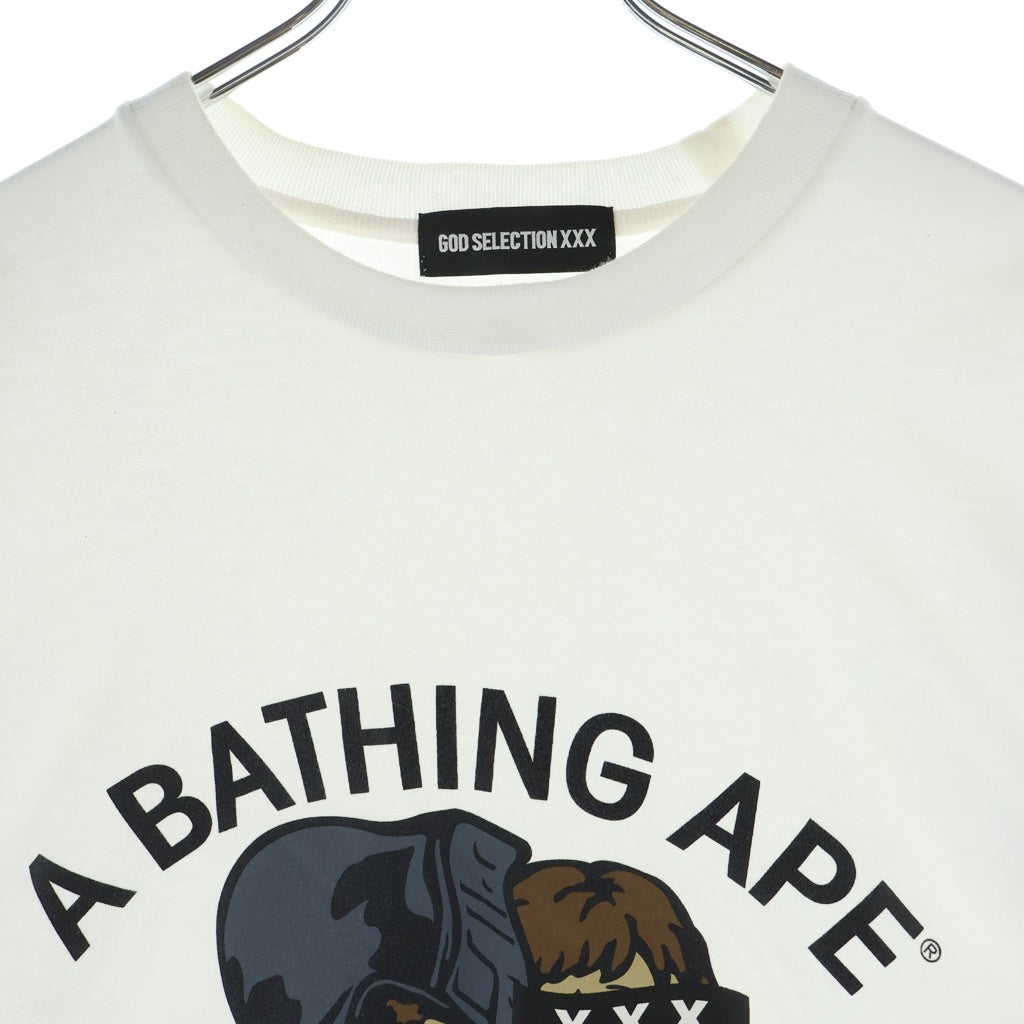 GOD SELECTION XXX(ゴッドセレクショントリプルエックス) ×A BATHING APE アベイシングエイプ ロゴプリント 半袖Tシャツカットソー ホワイト