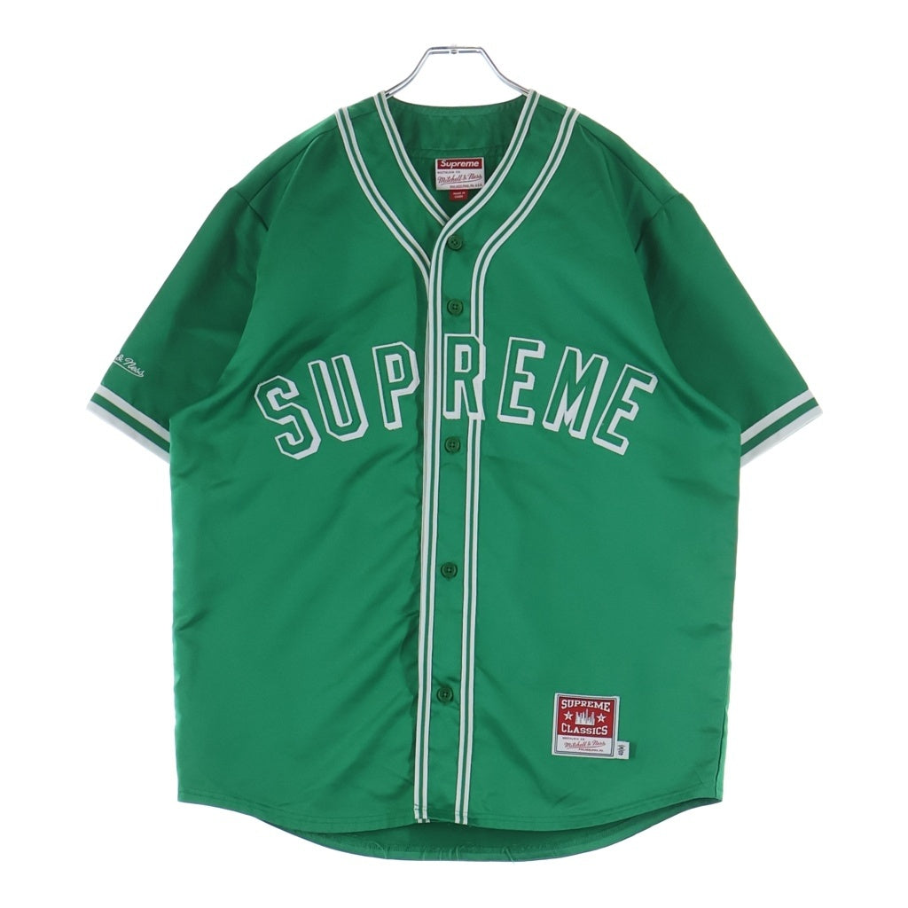 SUPREME(シュプリーム) 23SS ×Mitchell & Ness Satin Baseball Jarsey サテン ベースボールシャツ グリーン