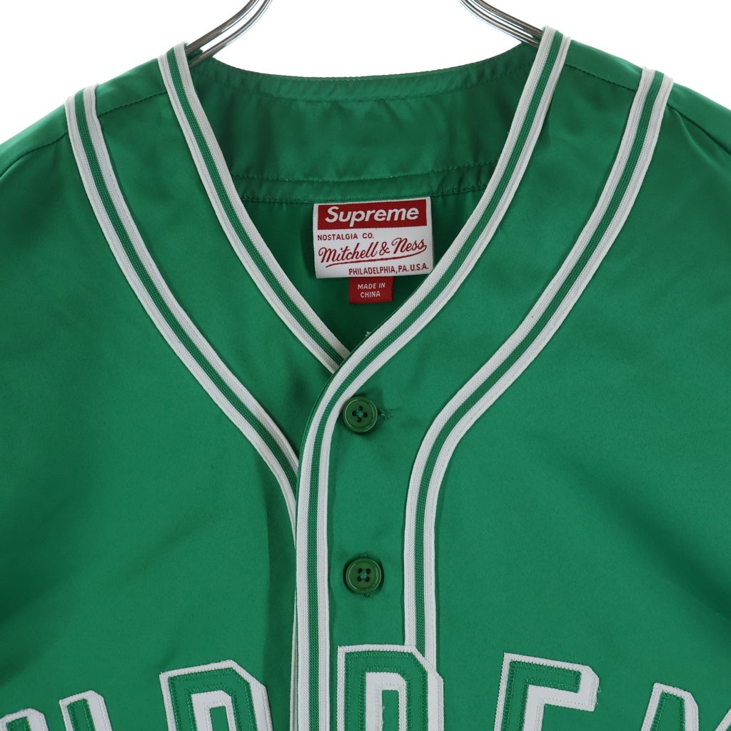 SUPREME(シュプリーム) 23SS ×Mitchell & Ness Satin Baseball Jarsey サテン ベースボールシャツ グリーン
