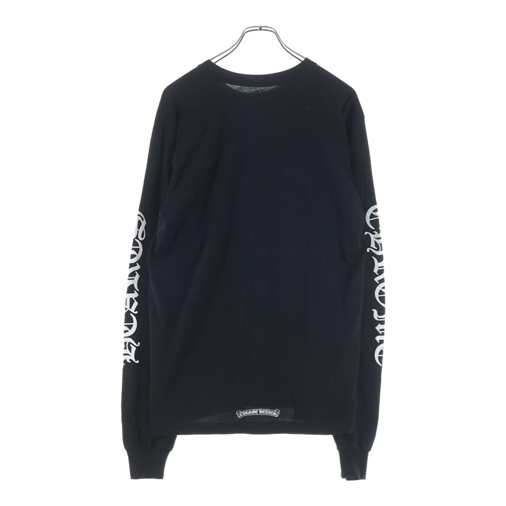 CHROME HEARTS(クロムハーツ) CH LS NECK LOGO ネックロゴプリント 袖ロゴ 長袖Tシャツ ロングスリーブカットソー ブラック