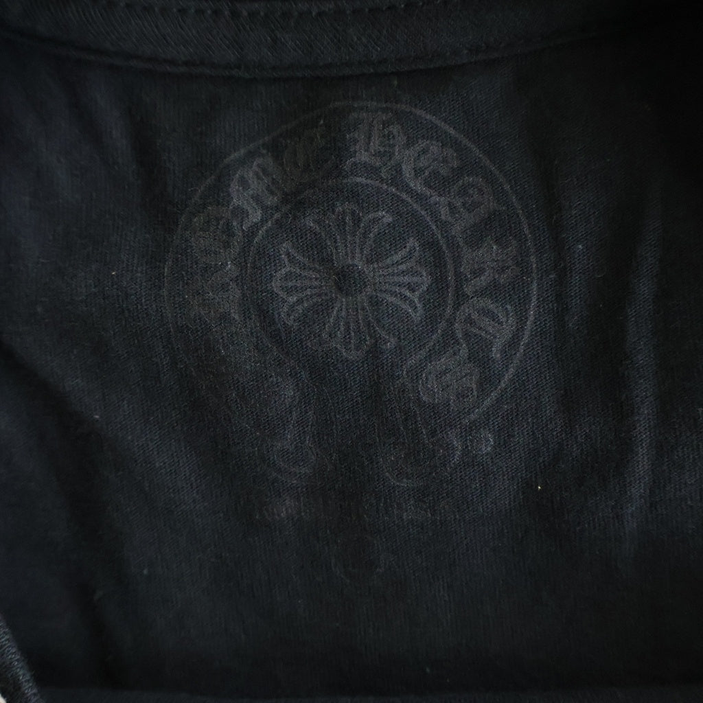 CHROME HEARTS(クロムハーツ) CH LS NECK LOGO ネックロゴプリント 袖ロゴ 長袖Tシャツ ロングスリーブカットソー ブラック