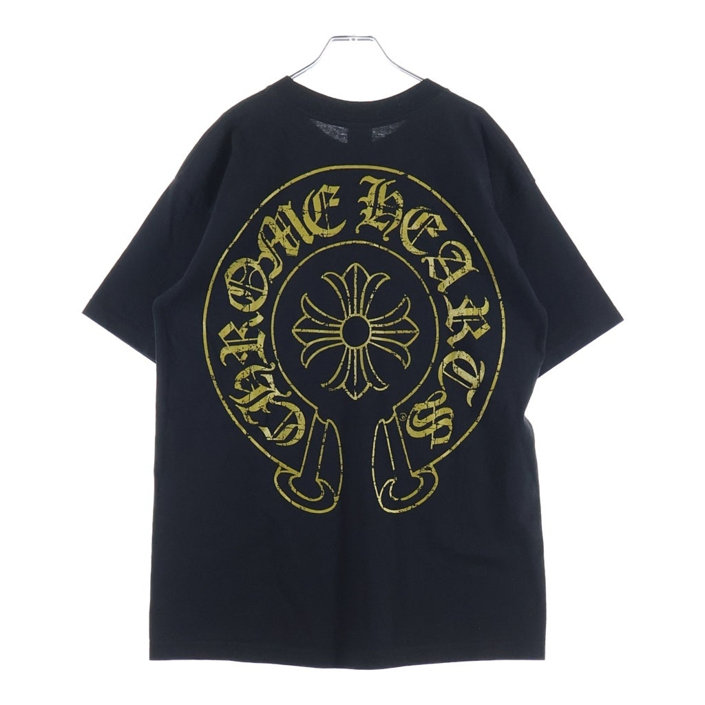 CHROME HEARTS(クロムハーツ) OLD CHプラス バックホースシュープリント 半袖Tシャツ カットソー ブラック