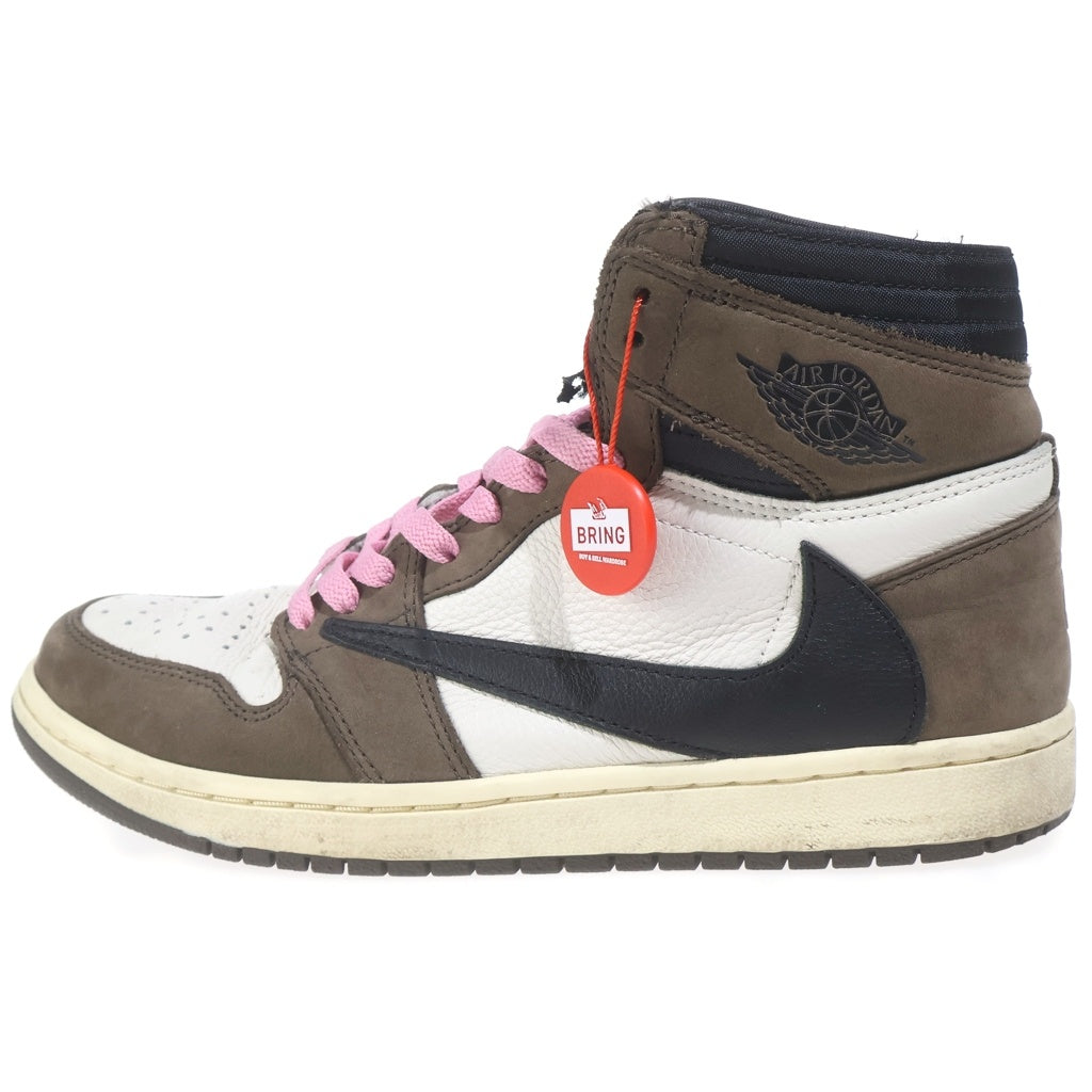 NIKE(ナイキ) ×TRAVIS SCOTT AIR JORDAN 1 HIGH OG TS SP CD4487-100 トラヴィススコット エアジョーダン1 ハイカットスニーカー ブラウン/ホワイト US8.5/26.5cm