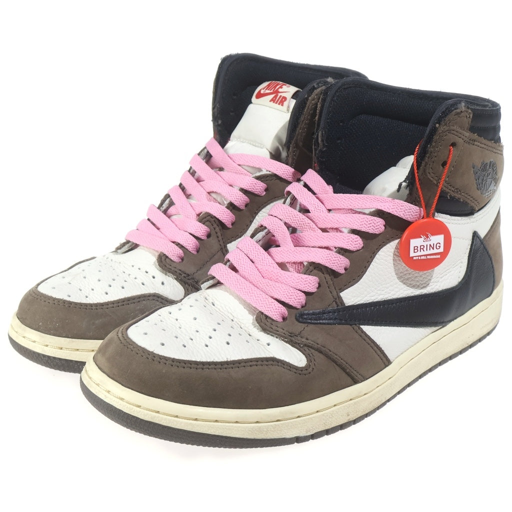 NIKE(ナイキ) ×TRAVIS SCOTT AIR JORDAN 1 HIGH OG TS SP CD4487-100 トラヴィススコット エアジョーダン1 ハイカットスニーカー ブラウン/ホワイト US8.5/26.5cm