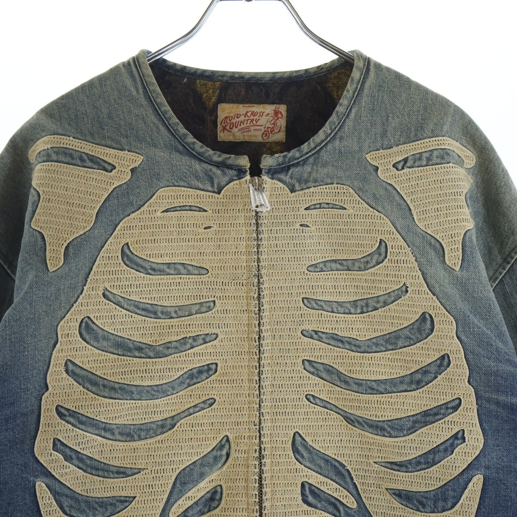 KAPITAL(キャピタル) DENIM MOTOCROSS BORN JKT 14ozモトクロスボーンジャケット ノーカラー ダブルジップ デニムジャケット KR2402LJ05 インディゴ