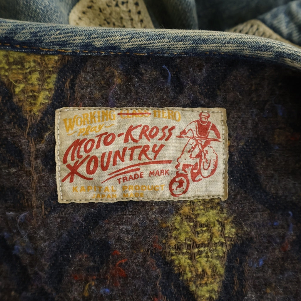 KAPITAL(キャピタル) DENIM MOTOCROSS BORN JKT 14ozモトクロスボーンジャケット ノーカラー ダブルジップ デニムジャケット KR2402LJ05 インディゴ