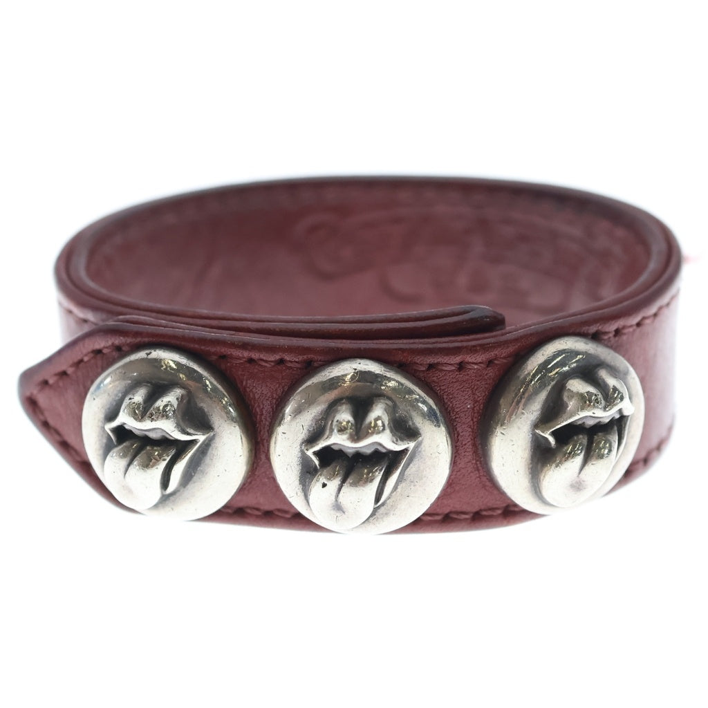 CHROME HEARTS(クロムハーツ) 3BTN 2SNP L&T リップアンドタン 3ボタン2スナップ レザーブレスレット レッド -