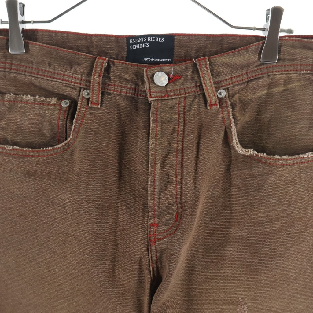 ENFANTS RICHES DEPRIMES(アンファンリッシュデプリメ) PSYCIK YOUTH FLARE JEANS ダメージ加工 フレアデニムパンツ ブラウン -