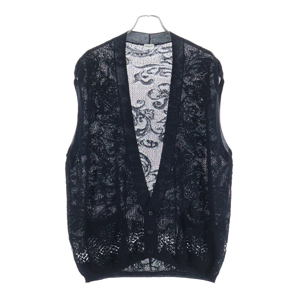 SAINT LAURENT PARIS(サンローランパリ) 総柄 ニット ベスト 682113 ブラック