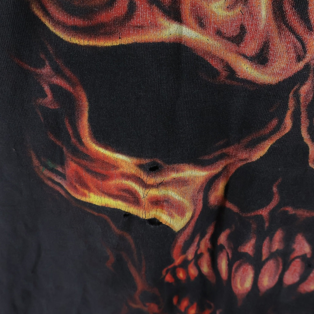 VINTAGE(ヴィンテージ) 00s SKULL FLAME LOGO L/S TEE スカルフレーム プリント 長袖Tシャツカットソー ブラック -