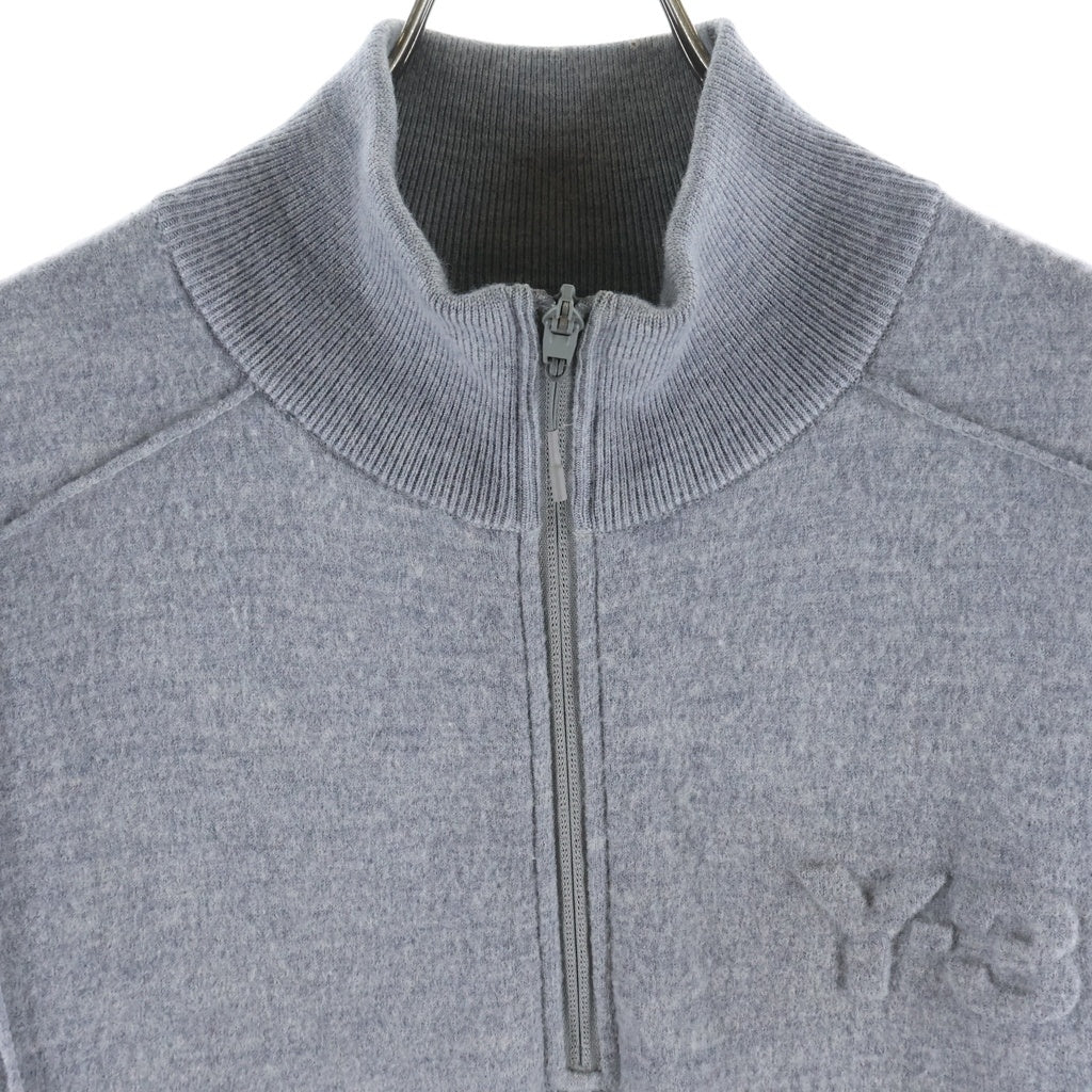 Y-3(ワイスリー) CLASSIC MERINO BLEND HALF-ZIP ROLL NECK クラシック メリノ ブレンド ハーフジップ ロールネック グレー HB6332