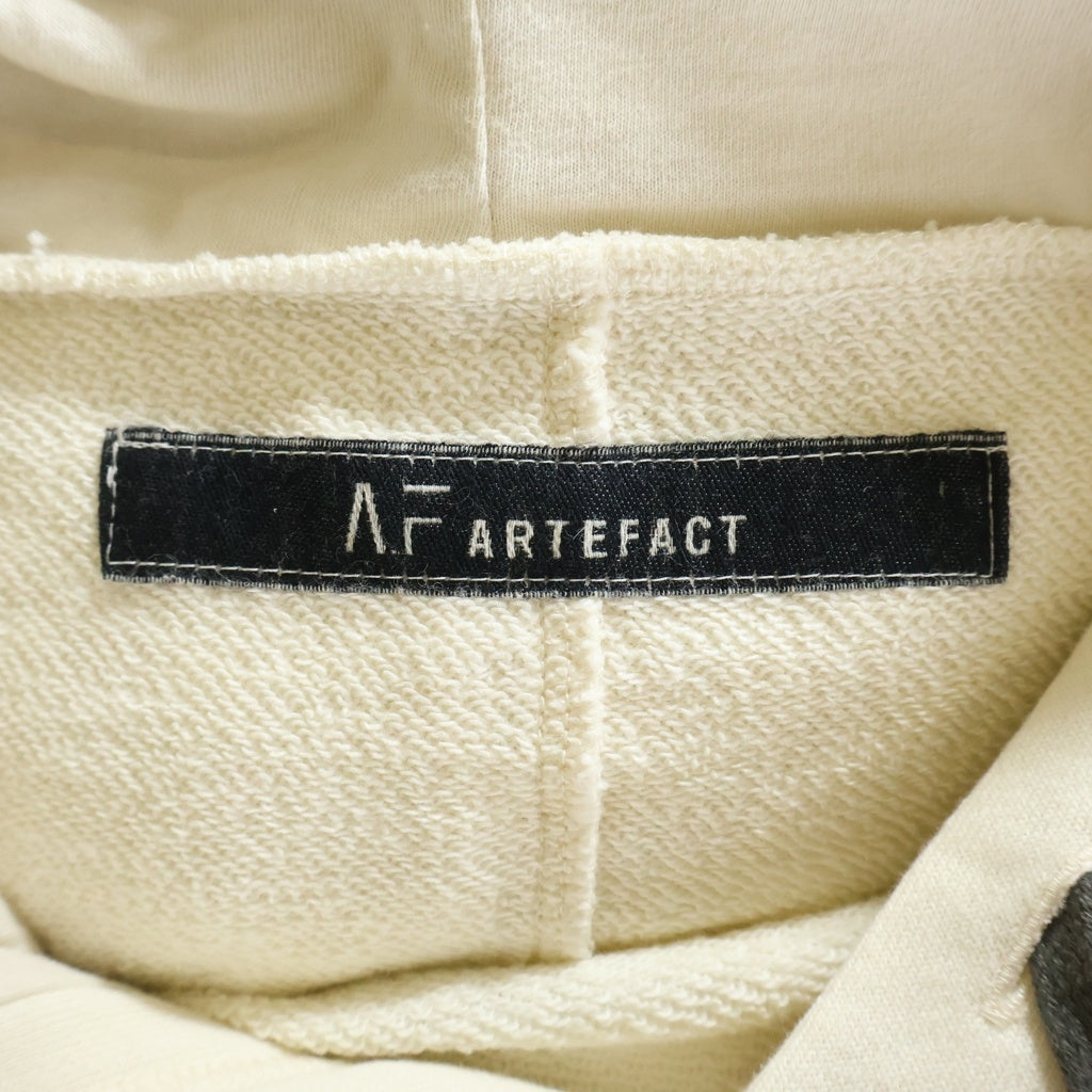 A.F ARTEFACT(エーエフアーティファクト) Nylon Combi Sweat Hoodie ナイロン切替 プルオーバーパーカー ホワイト 410822118