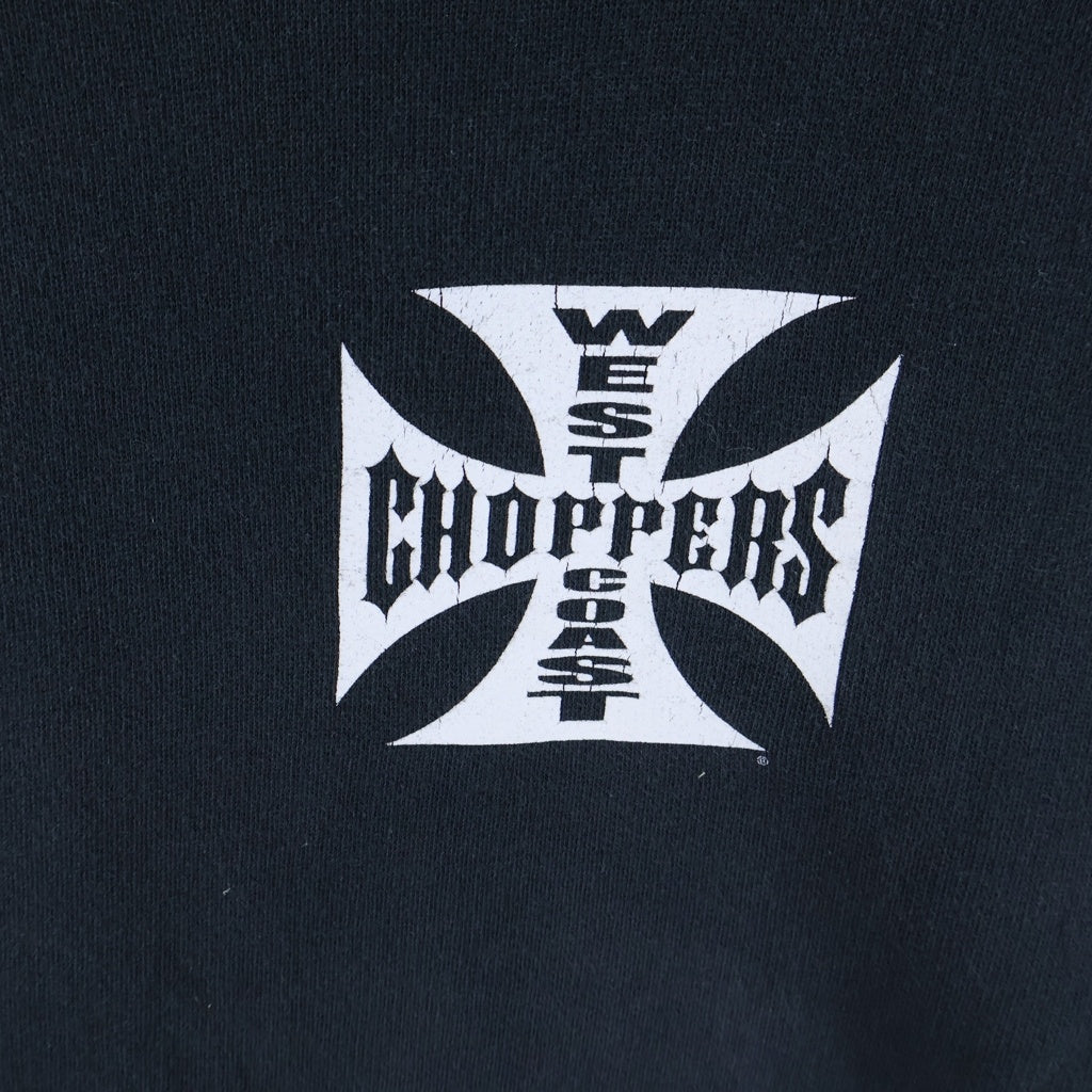 VINTAGE(ヴィンテージ) 90s West Coast Choppers アイアンクロスプリント プルオーバーパーカー ブラック -