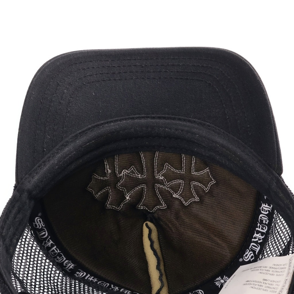 CHROME HEARTS(クロムハーツ) TRUCKER CAP トラッカーキャップ 3セメタリーハラコレザーパッチメッシュキャップ帽子 ブラック/ホワイト