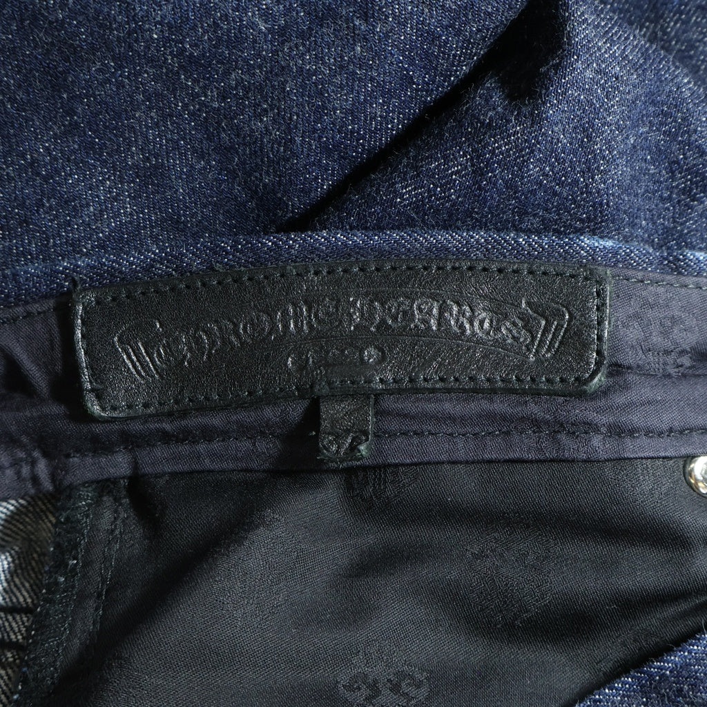 CHROME HEARTS(クロムハーツ) CRS BTN DENIM PANTS クロスボールボタン スクロールラベル ボタンフライデニムパンツ インディゴ